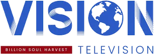 Logo for Vision Television featuring a globe as the letter O in the word Vision, with Billion Soul Harvest and Television text underneath, often associated with Gaither Music and the Gaither TV schedule.